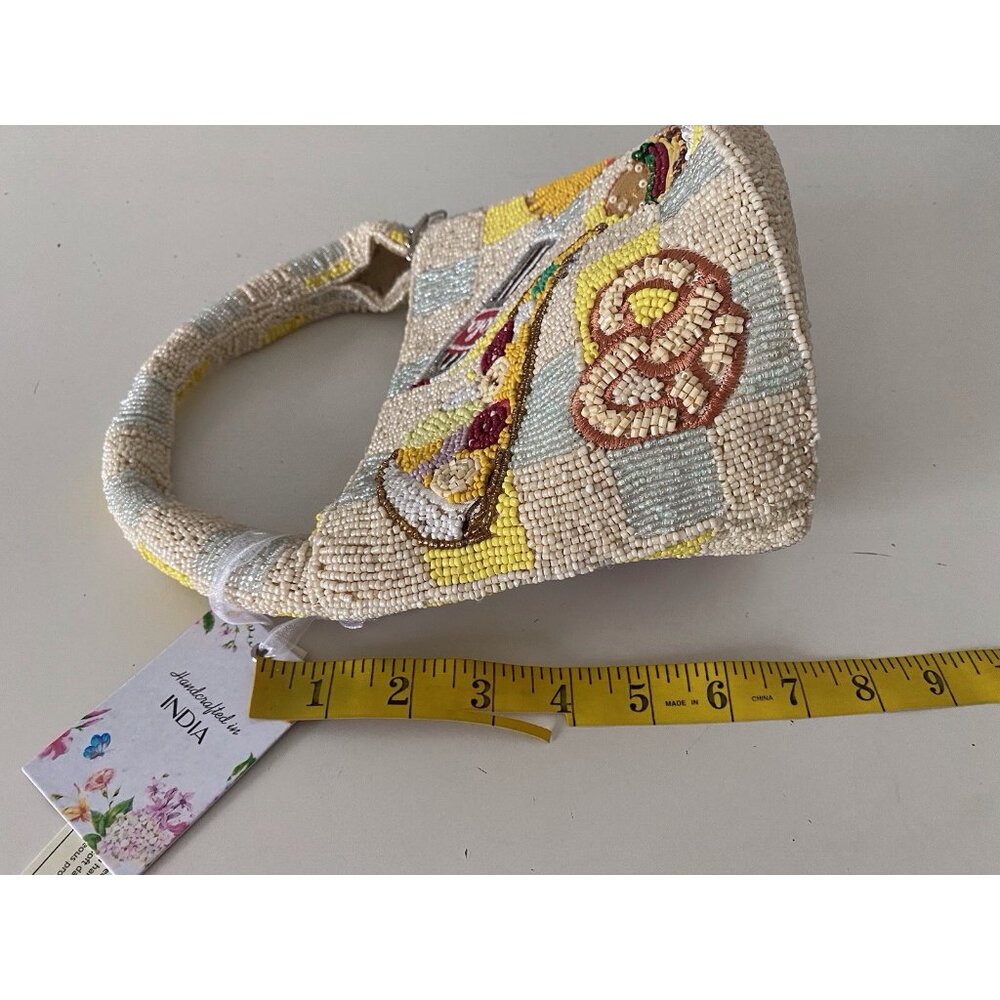 Beaded Cream Shoulder Bag with Colorful Fast-Food Motifs - Picture 7 of 16